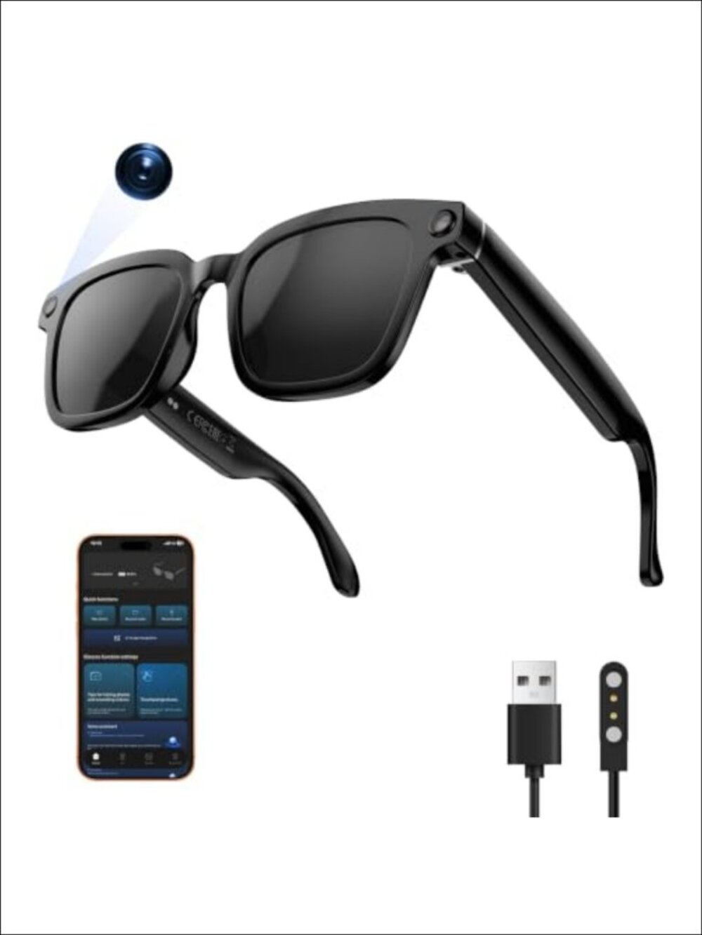 1080P HD Smart Glasses Video Recording Photo Translation Bluetooth